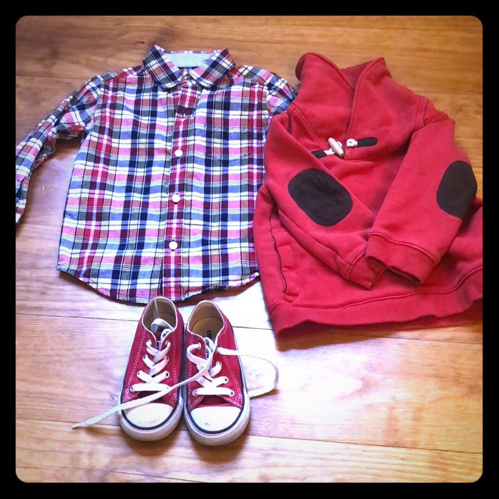 Janie and jack shirt 18-24 converse shoes size 7